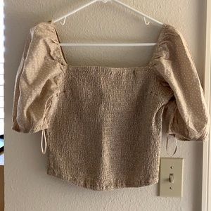 Abercrombie & Fitch Puff Sleeve Smocked Top